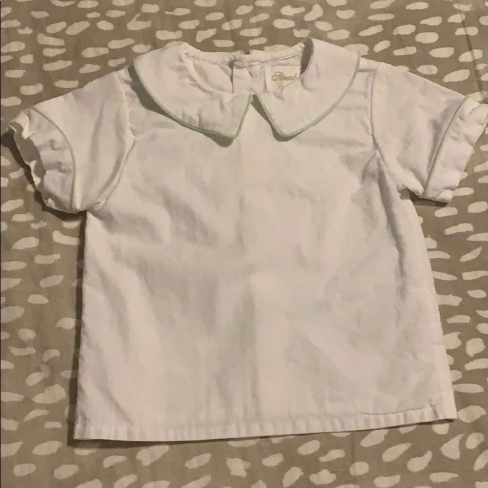 Strasburg white button back collar white green